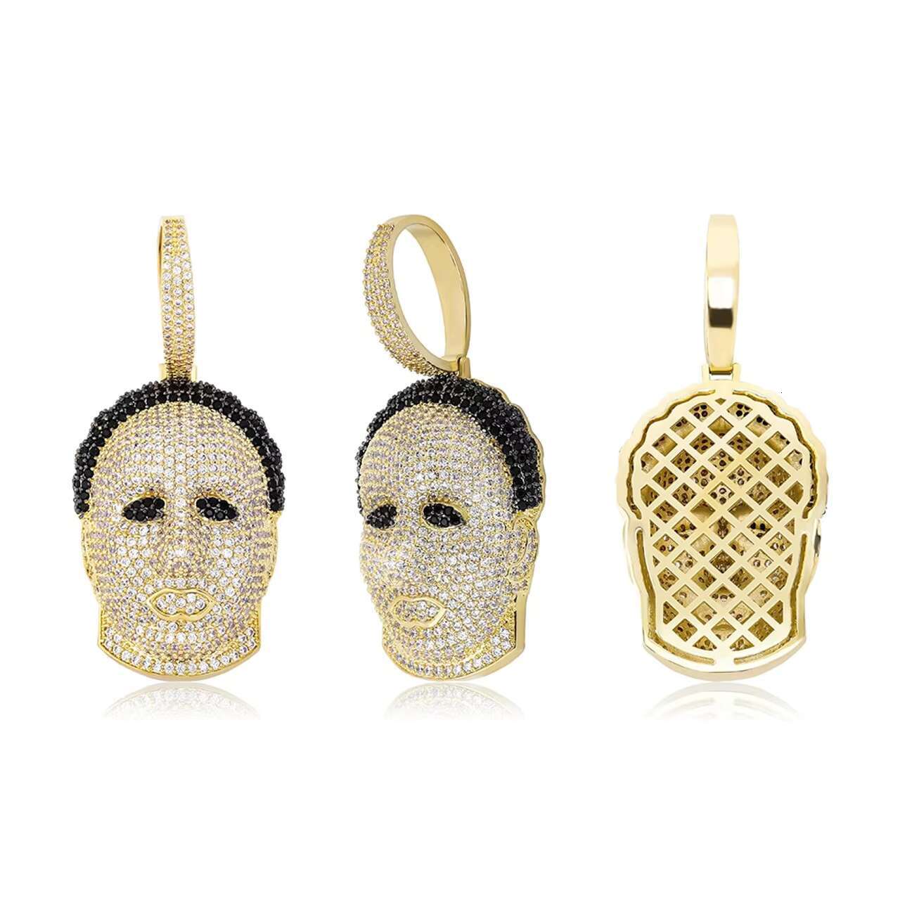 New Arrival Mens Halloween Ghost Head Pendant 14k Gold with Fully Iced Gold Plating Hip Hop Style Moissanite Necklaces