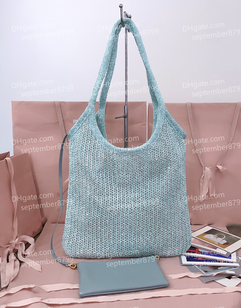 12A Upgrade Mirror Quality Designer Tote Bag 40cm Woman Sequin Mesh Shoulder Bag Fashion Underarm Bag Composite Bag Purse With Box