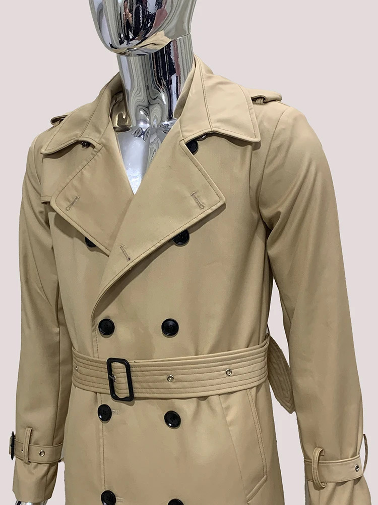 Mauroicardi Spring Autumn Long Khaki Trench Coat Men Double Breasted High Quality Chic European Clothes Overcoat 250618