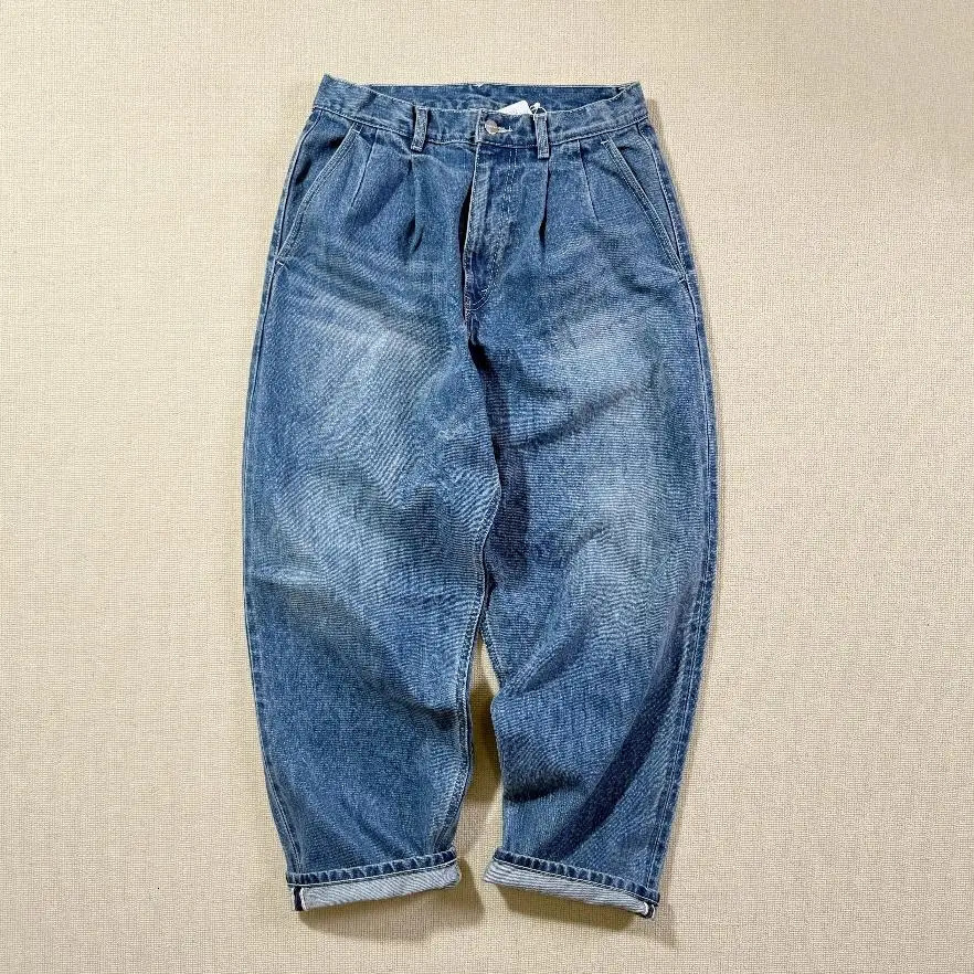 Graphpapes Selvage Denim Two Tuck Tapered Pants Washed Old Jeans 250617