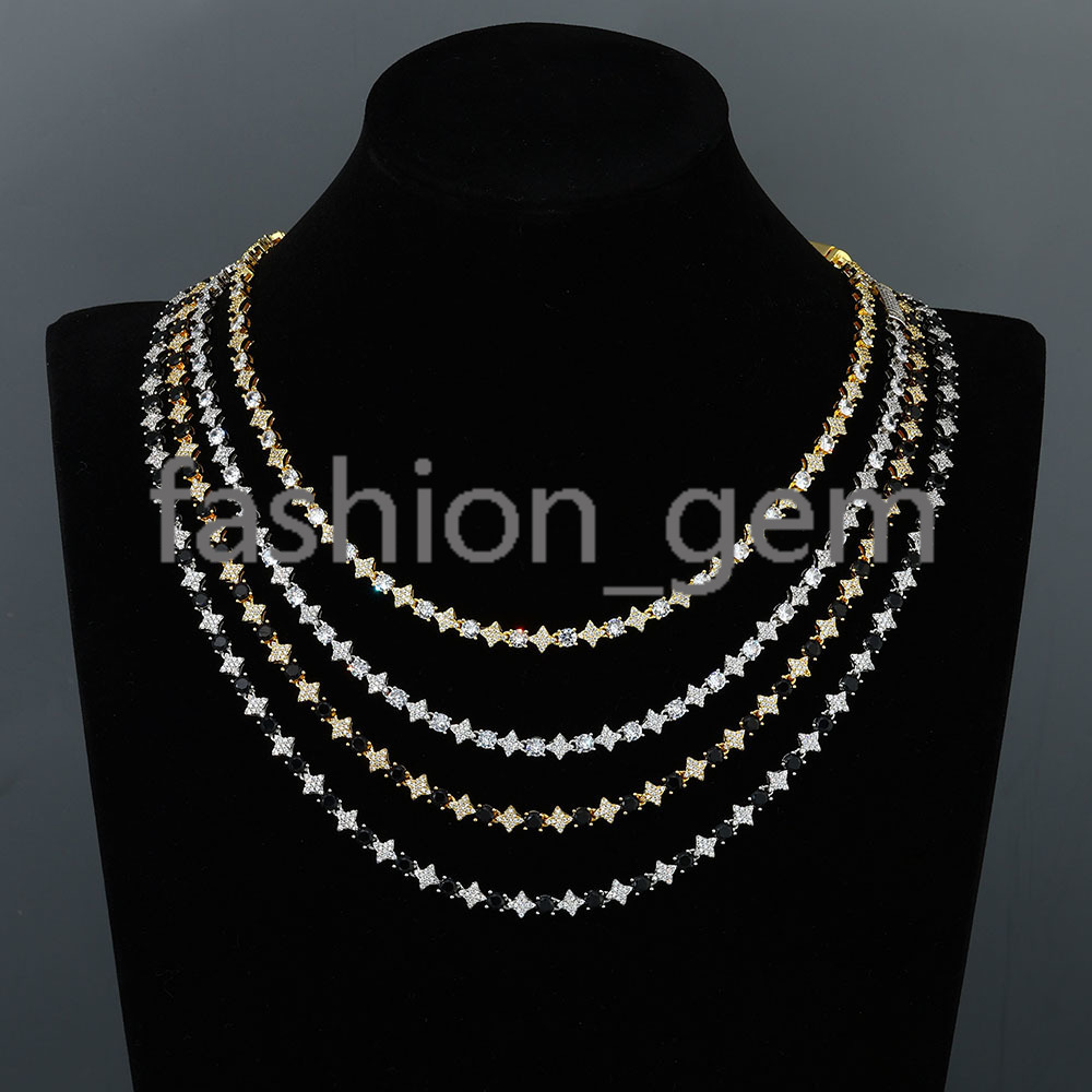 Hiphop Custom Star Shape Round Cut Shiny VVS Moissanite Chain 6mm 925 Sterling Silver Tennis Chain Womens Fine Jewelry