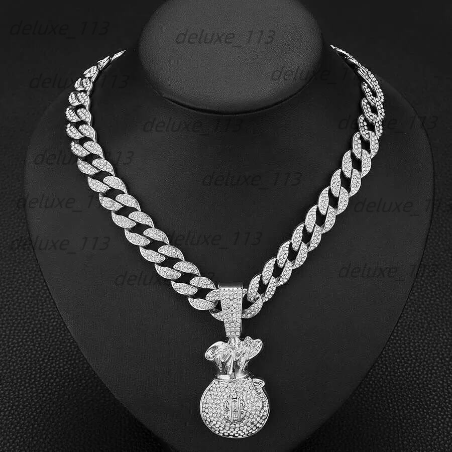 Small And New Pendant Street Hip Hop Full Dia Personalized USD Symbol Money Bag Cuban Chain Jewelry