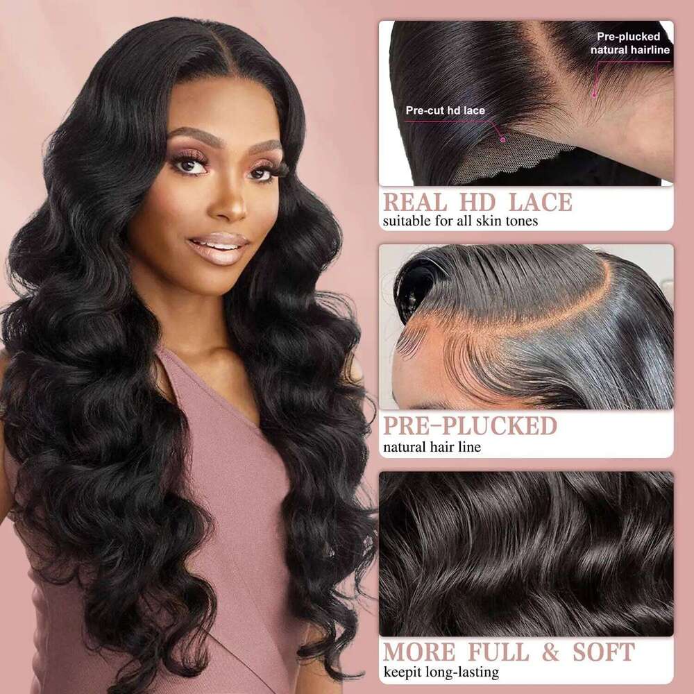 Ready to Wear 4x4 5x5 Cut HD Closure Glueless Human Hair Pre Plucked 36 Inch Brazilian Body Wave Lace Frontal Wigs