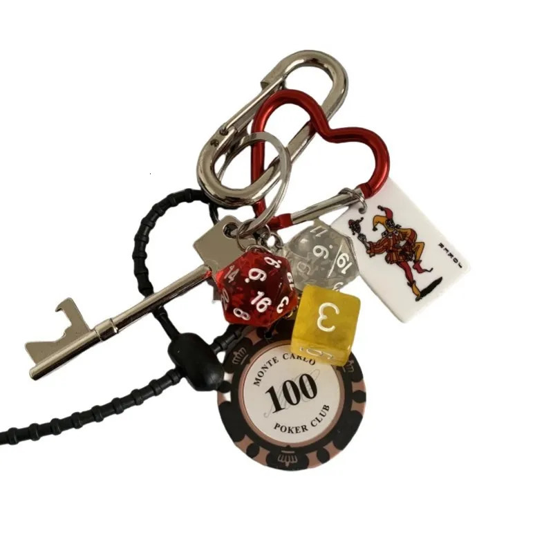 Las Vegas Casino style dice Key Chain Bottle opener Hangings playing cards Backpack pendant 250618