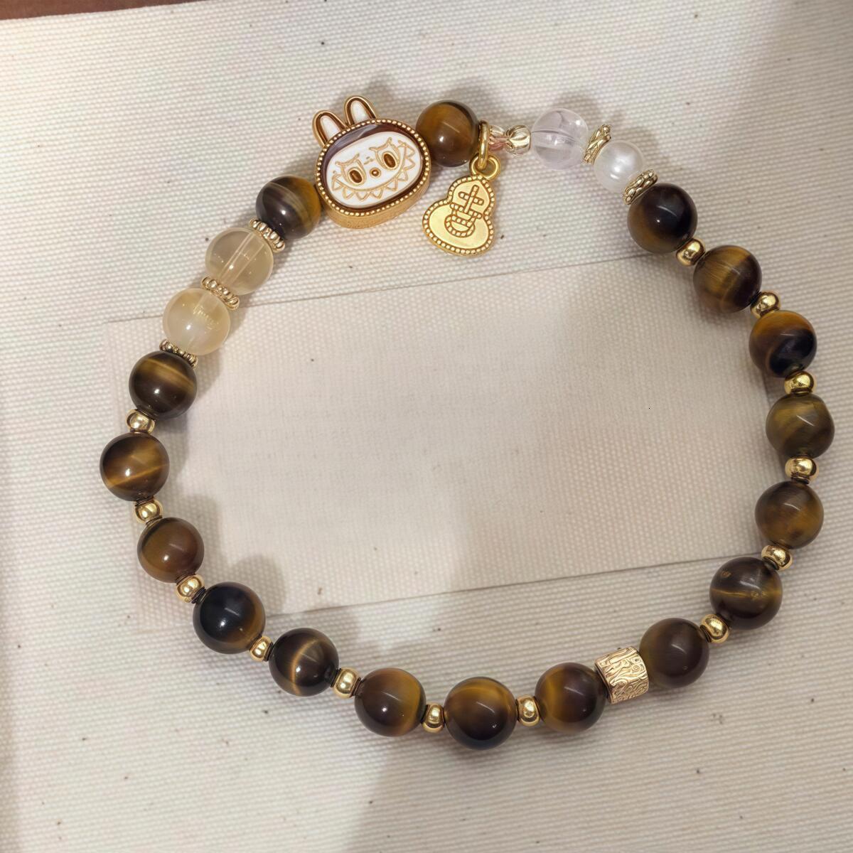 natural crystal bracelet beautiful and fashionable cartoon labubu bracelet beaded mens and womens holiday gift