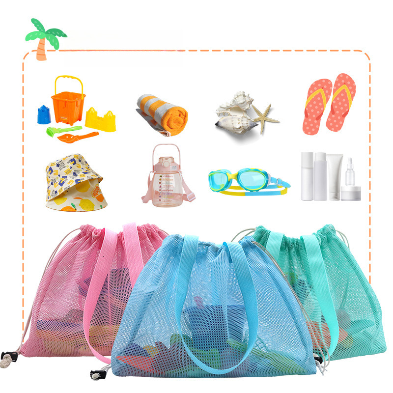 Handheld Hollow Miscellaneous Beach Toy Storage Drawstring Expandable Bag