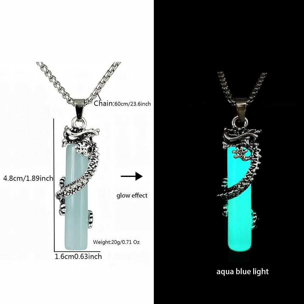 Hiphop Rock Stainl Steel Chain Luminous Alloy Dragon Pendant Glowing Necklace Night Dance Disc Glow In The Dark NecklaceC250617