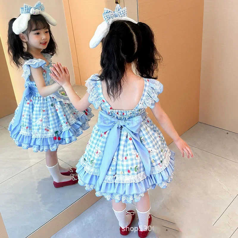 Sanrio Sanriou Cinnamoroll Childrens Dress Anime Girls Clothes Lolita Kawaii Performance Costume Puffy Skirt Princess Birthday GiftXJ250618