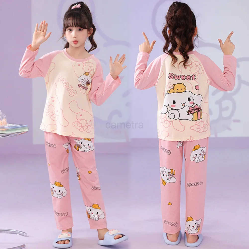 Sanrio Pattern Print Children Pajama Sets Soft O Neck Comfortable Kids Pajamas Suit Causal Loose Breathable Boys Girls Sleepwear XJ250618XJ250618