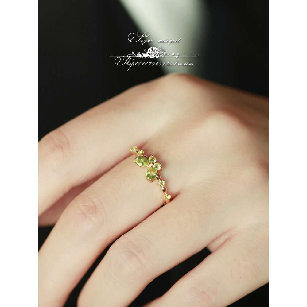 Love's Rain Butterfly Mini Exquisite Fresh High Imitation Natural Peridot Light Luxury Versatile Ring Silver Needle Earrings Necklace