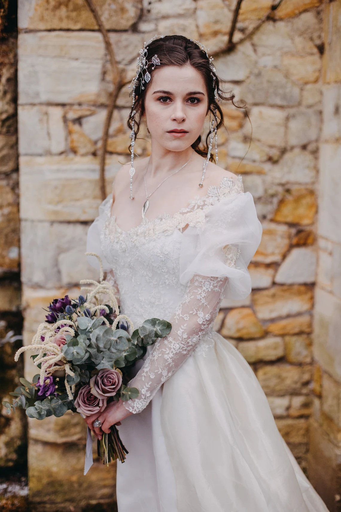 Fantasy Country A-Line Wedding Dresses with removable train Off Shoulder Long Sleeves Ivory Boho Bridal Gown Custom Made Open Back Garden Vestido De N