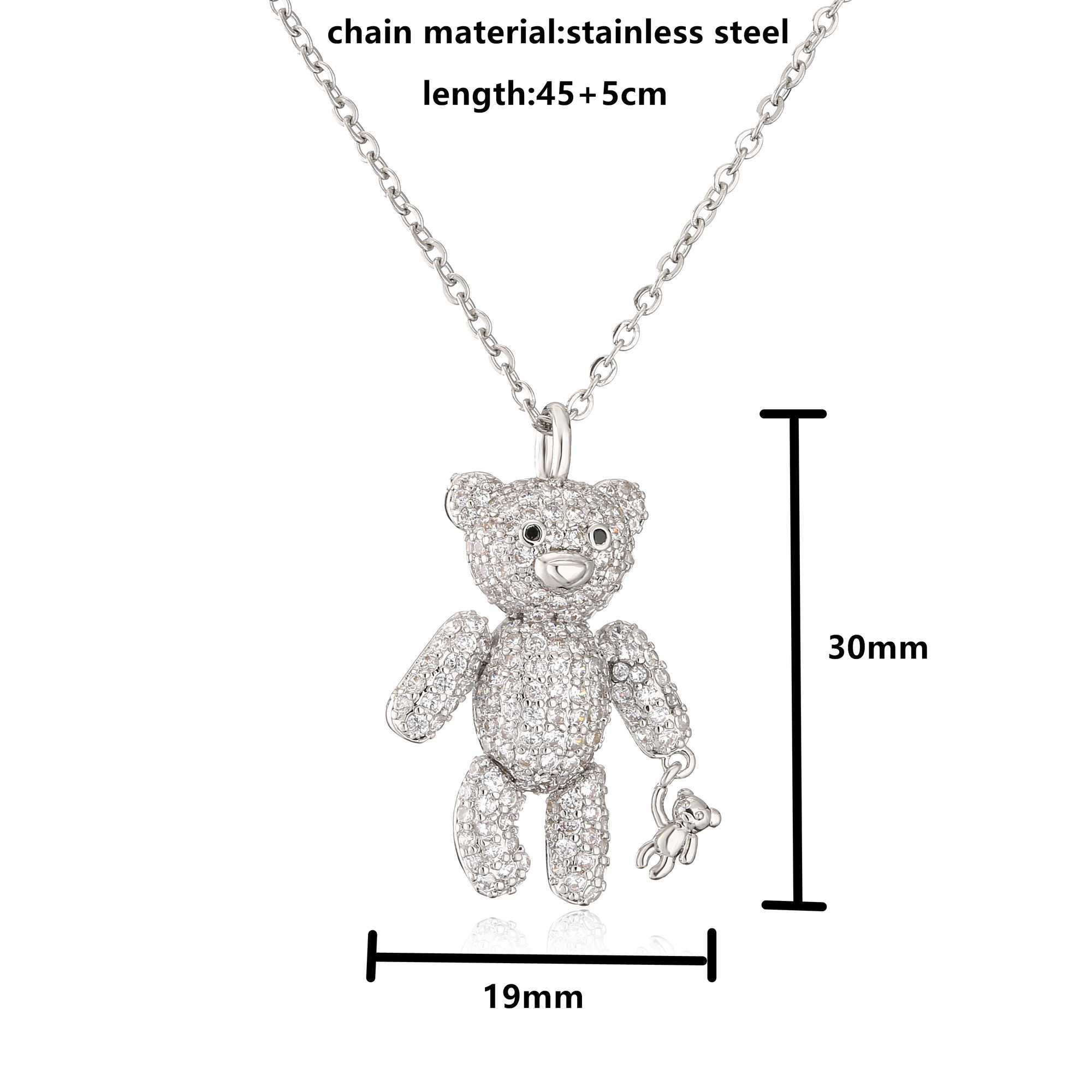 HECHENG New Bear Necklace for Women Fashion Jewelry Bear Pendant Necklace Design Pave Setting Zircon Copper Jewelry Wholesale W250618