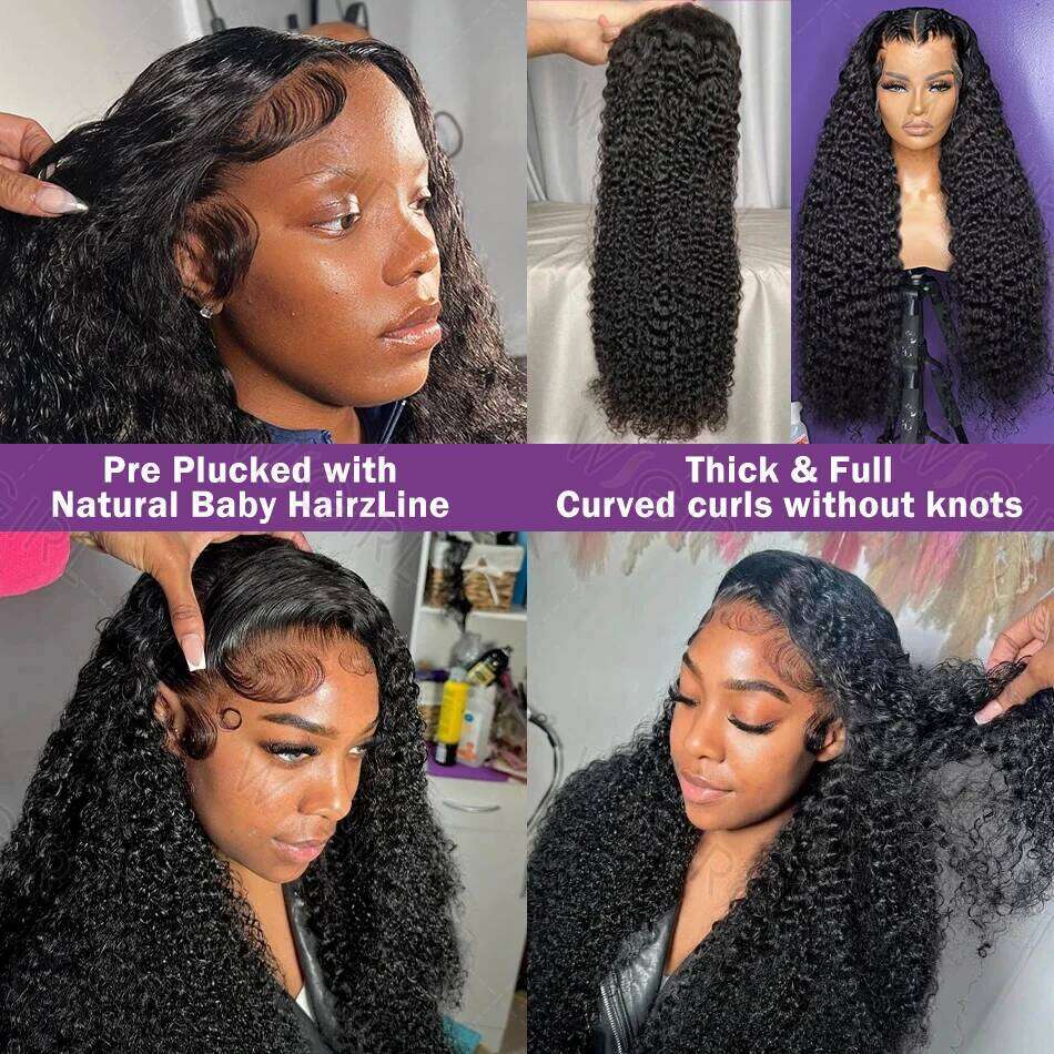 Wigirl 40 Inch Deep Wave Frontal 13x6 HD Brazilian Curly Wigs Lace Front Human Hair Wig For Women