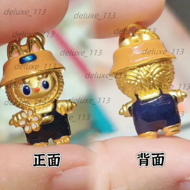 2D Cartoon Doll Labubu ~ Couple Necklace Light Small Pendant Niche Fashion Clavicle Chain