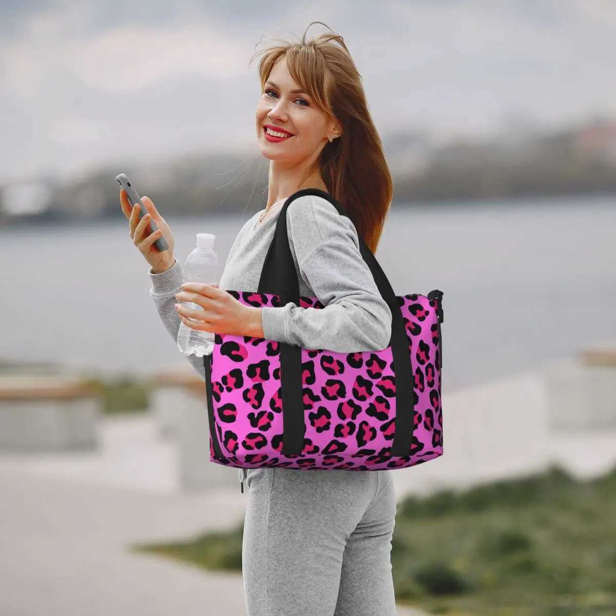Custom Large Leopard Cheetah Seamless Pattern Tote Bag Women Animal Skin Print Spots Shopper Shoulder Beach Gym Travel Bag W250618
