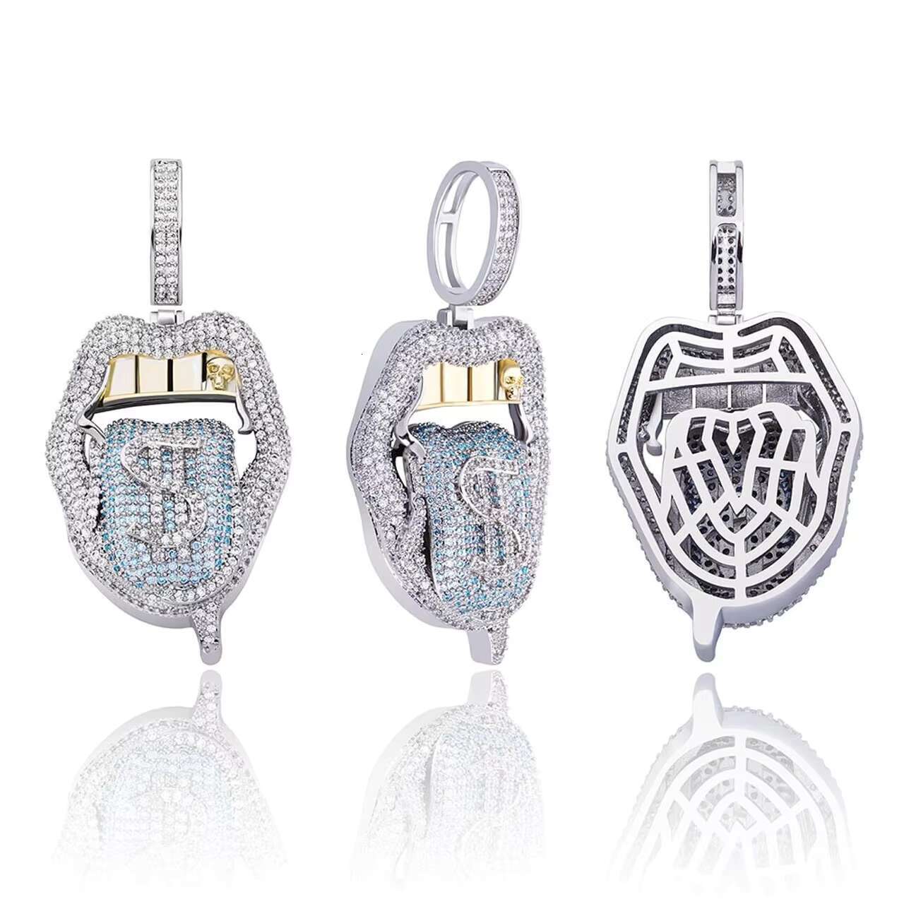 New Arrival Hot Girl Magic Money Tongue Dollar Sign 14kt Solid Gold Pendant Necklace Unique Design for Hip Hop Rapper Jewelry