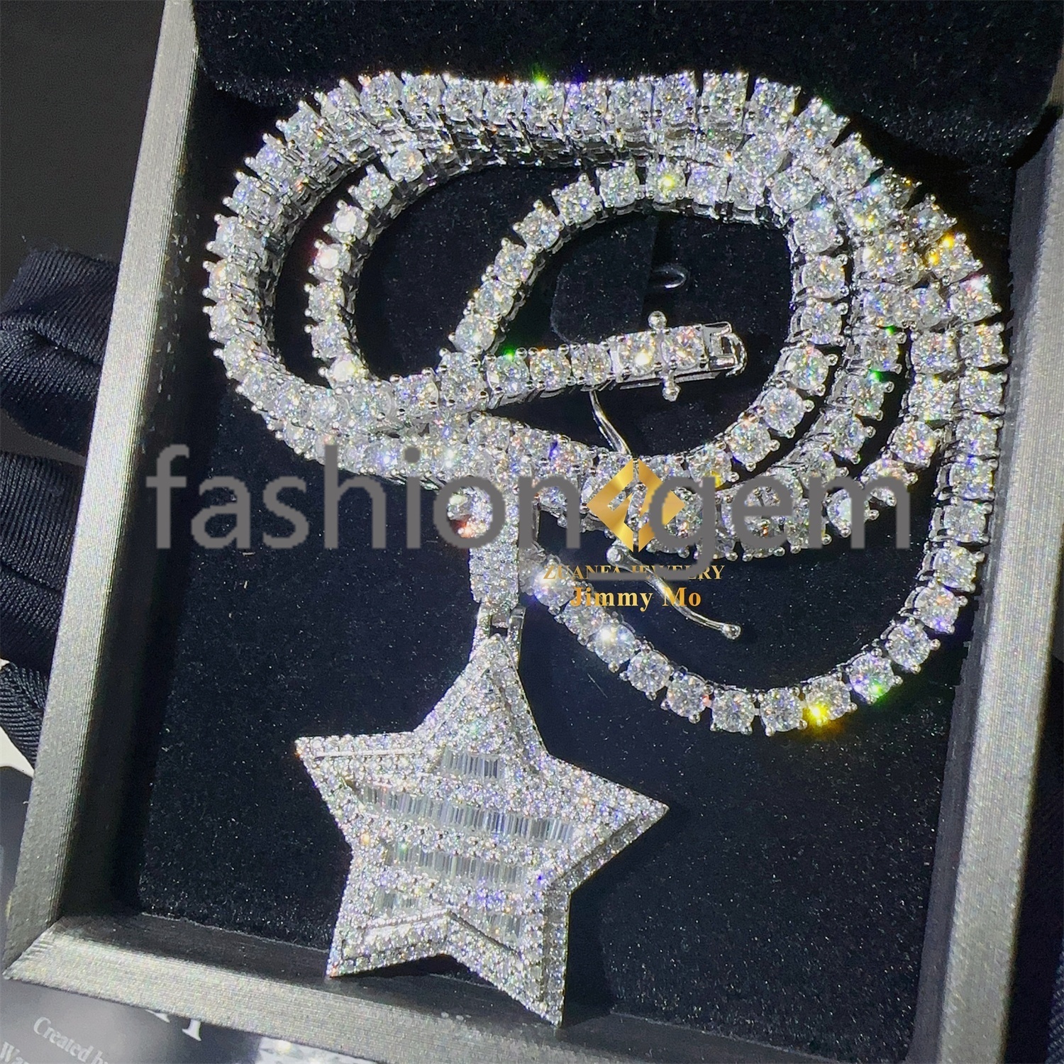 Bulk Stock Iced Out Shining Jewelry Hip Hop Pendant 925 Silver White Gold Rose VVS1 Moissanite Diamond Star Pendant