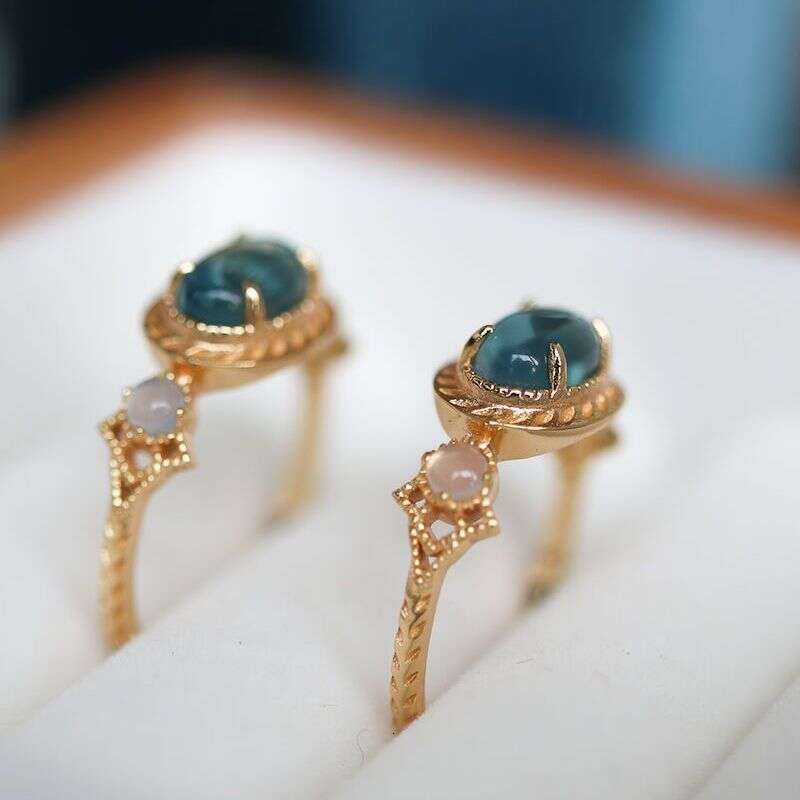 Lonely Island London Blue Topaz for Women Fashion Light Luxury Design Same Style Ring
