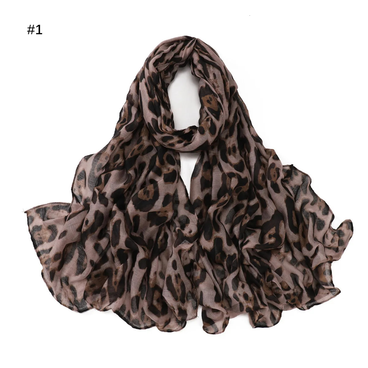 Big Size Classic Leopard Print Headscarf Bandanas Muslim Women Trendy Voile Soft Hijab Shawls Style Long Scarf Headwraps 250617