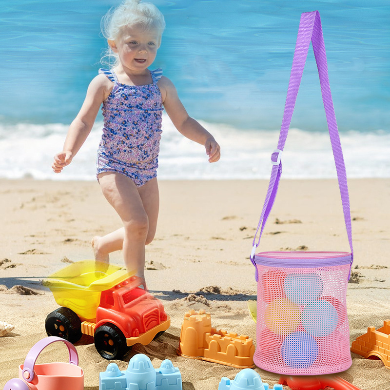 New Beach Children's Shell Outdoor Butterfly Dragonfly Shrimp Fishing Wild Picking Mesh Cylinder Storage Bag