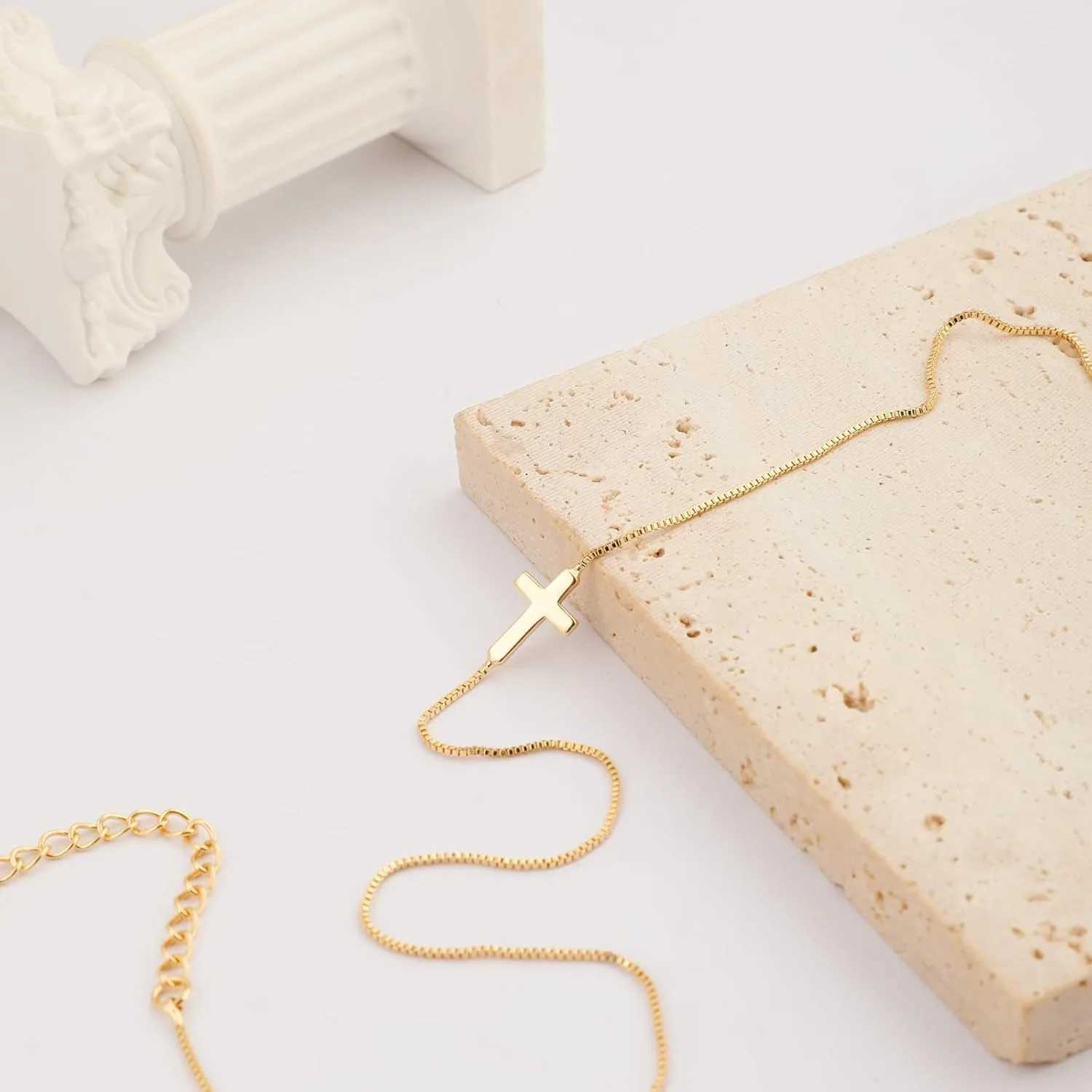Cross Necklace for Women 14K Gold Plated Small Cross Pendant Choker Simple Trendy Charm Chain Necklace Jewelry Religious Gift W250618