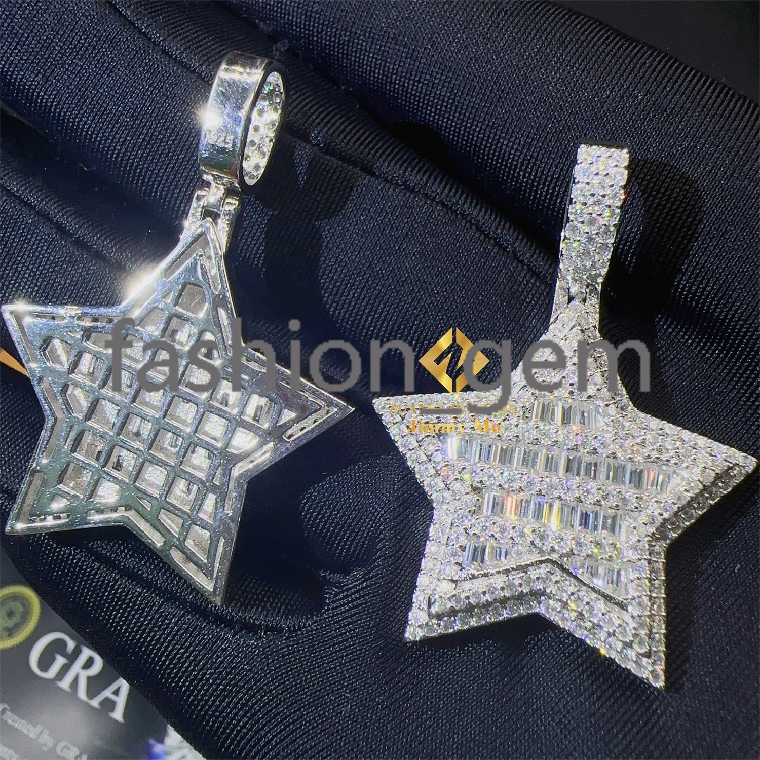 Bulk Stock Iced Out Shining Jewelry Hip Hop Pendant 925 Silver White Gold Rose VVS1 Moissanite Diamond Star Pendant