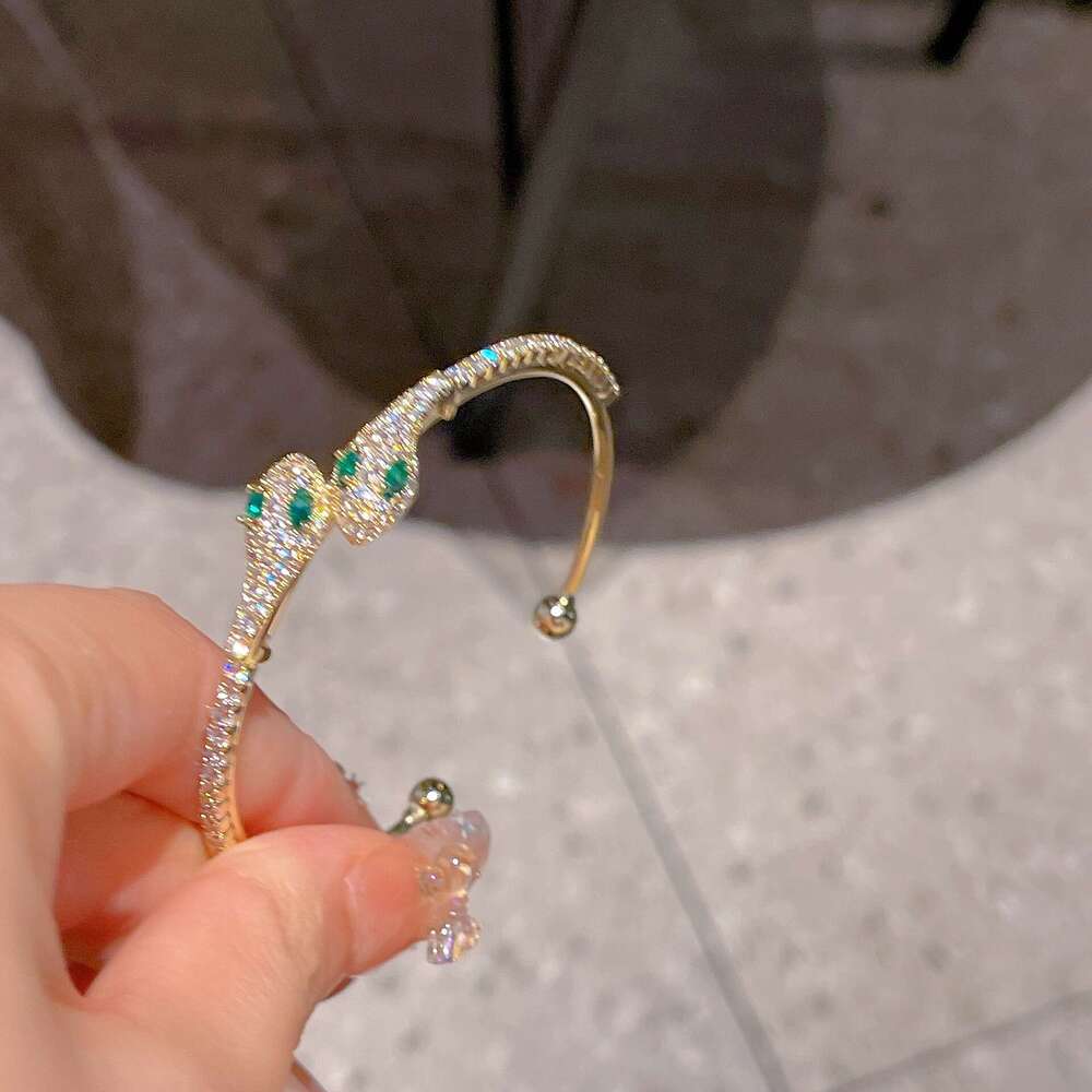 Golden Little Spirit Snake 2023 Adjustable Open Full Dia Shiny Sparkling Bracelet