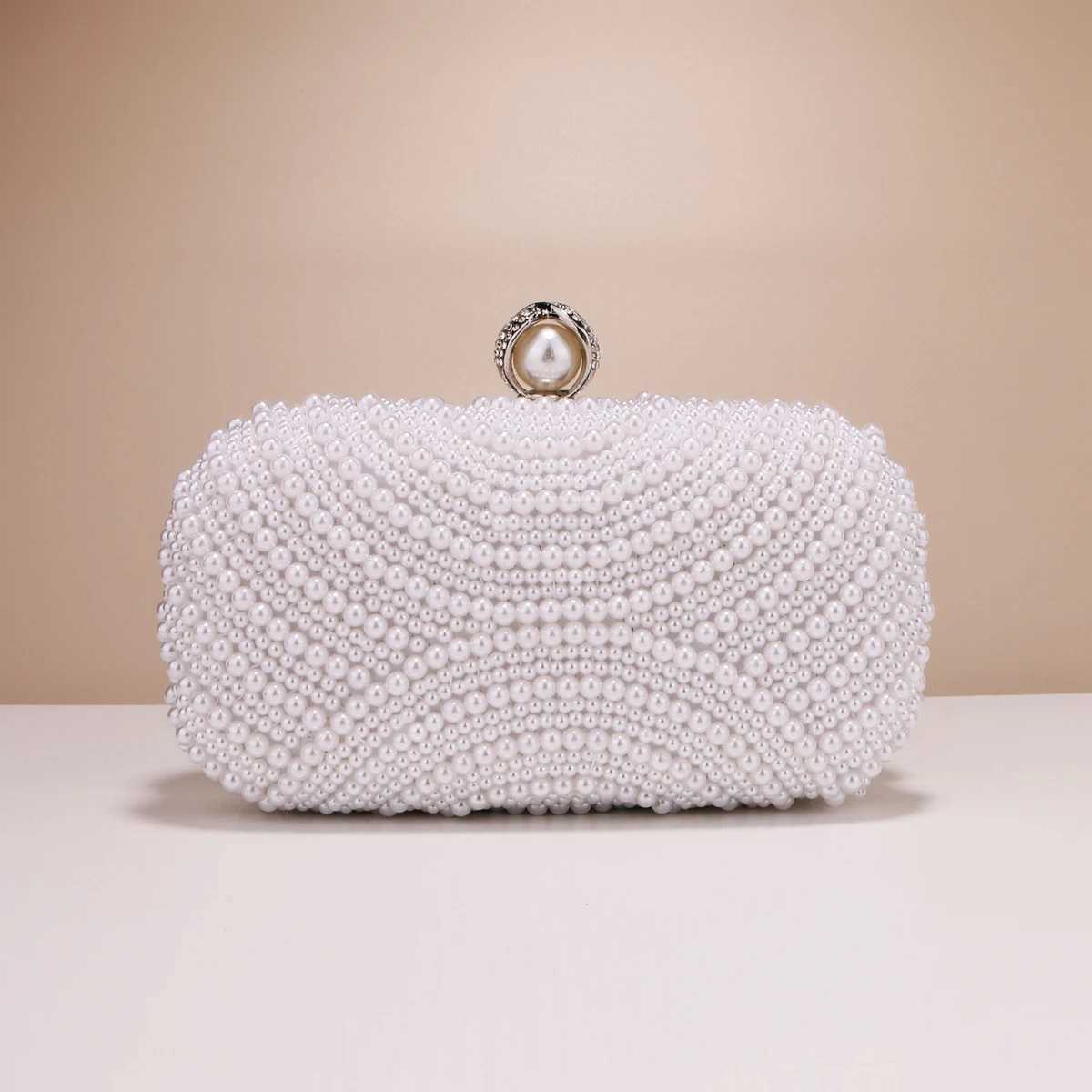Finger Ring Beaded Women Clutch Party Evening Bags Pearl Diamonds Embroidery Handbags With Chain Z250618