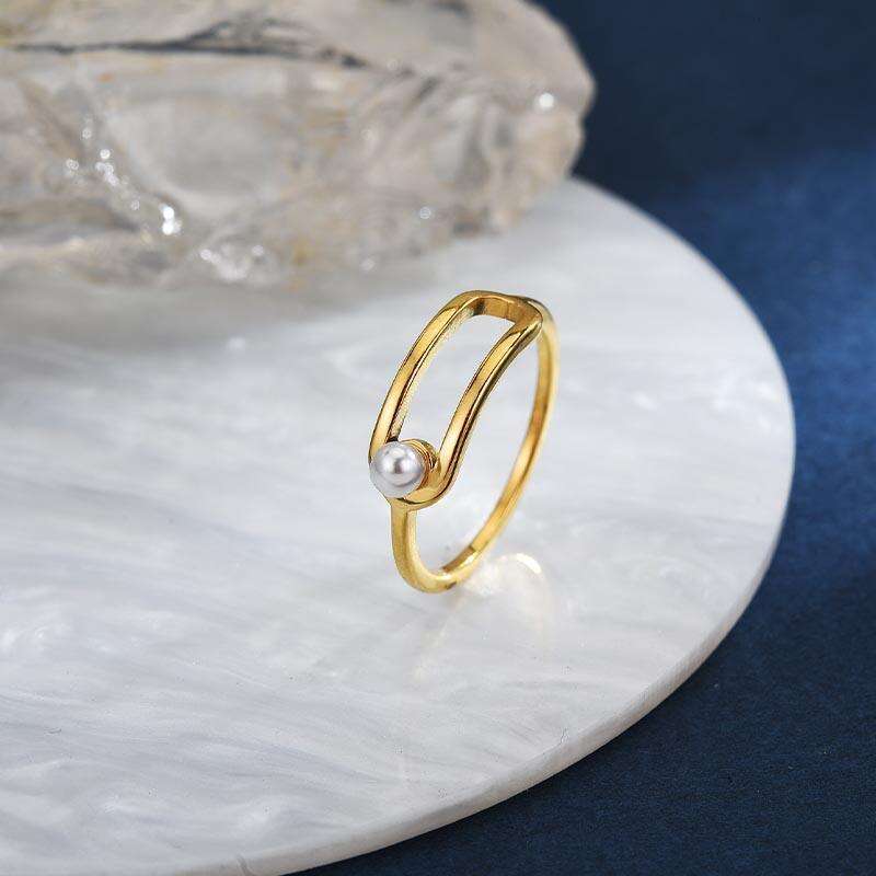Inlaid Anti-Pearl Women, Ins Style, Niche Minimalist, Light Luxury, Simple and High-End, Adjustable Ring for Index Finger