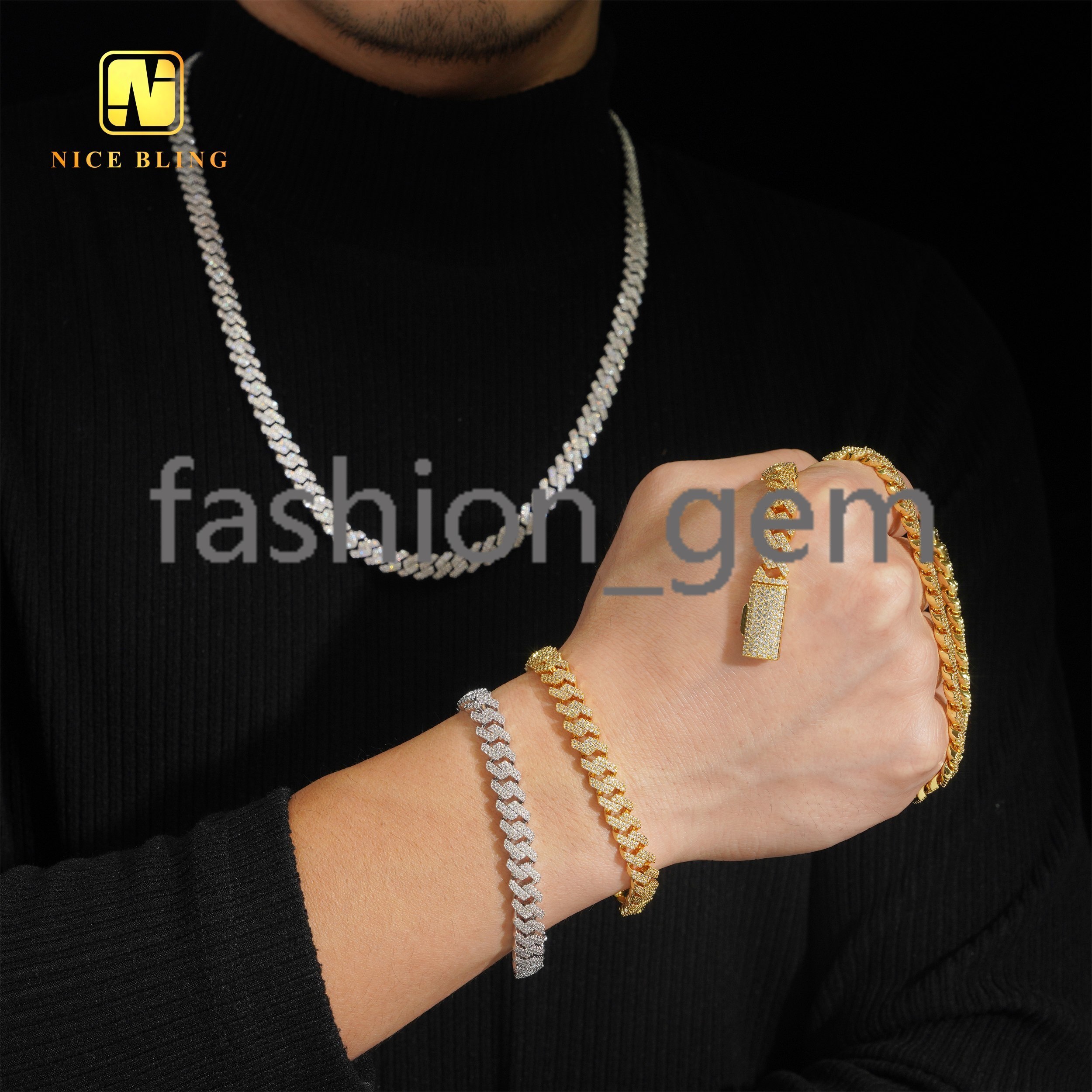Cheap Price Hip Hop Fashion Jewelry 18k Gold Plated 8mm Brass moissanite moissaniteia Necklace Men Women Pendant Necklaces