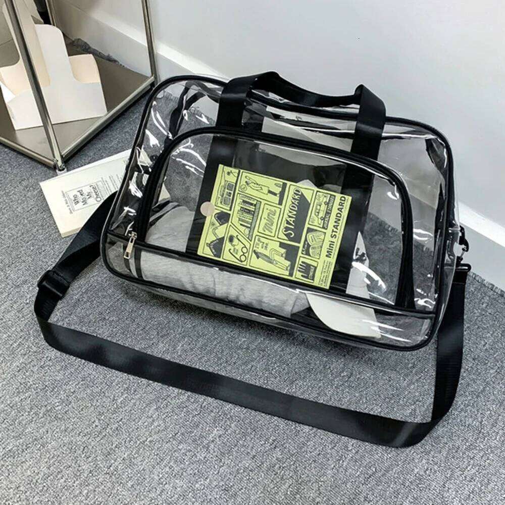 Transparent PVC Clear Duffel Women Men Travel Tote Handbag Waterproof Anti Theft Stadium Approved Sport Fiess Bag