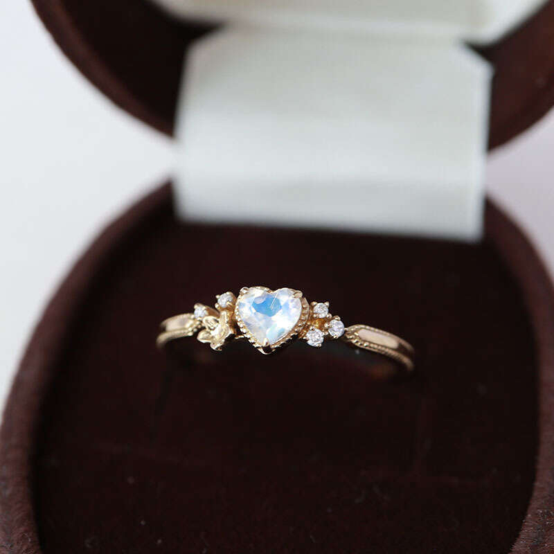 New Style Color Niche Design Little Princess High Imitation Moonstone Moissanite Adjustable Ring for Women