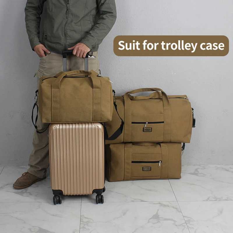Unisex Soft Canvas Handbag Travel Bag Large Capacity Duffle Bag Suit For Trolley Case Storage Cloth Tool Luggage Tote Bag bags W250618