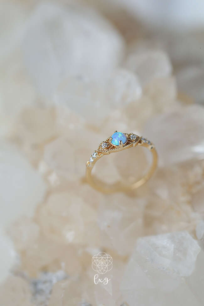 Eye of Horus Oil Painting-Like Beauty Iridescent Gold-Plated Opal Light Luxury Open Ring for Women