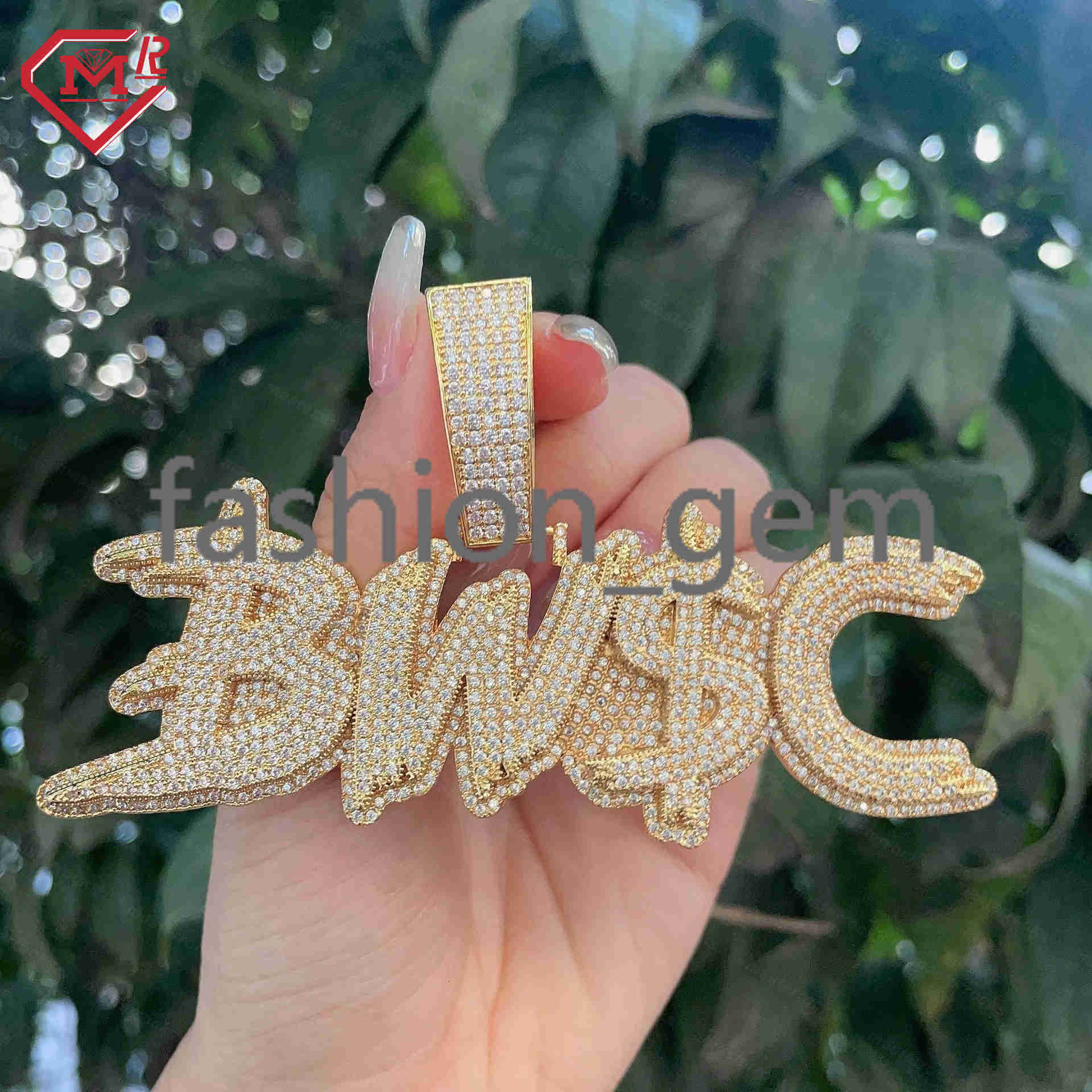 Custom Name Letter Moissanite Pendant Chain Iced Out 925 Silver Pass Diamond Tester Vvs Moissanite Hip Hop Men Pendant
