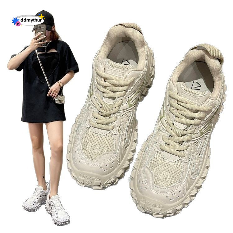Tire Dad 2025 New Mesh Breathable Casual Shoes Fashion Versatile Thick Sole Height Increasing Sneakers ddmythur