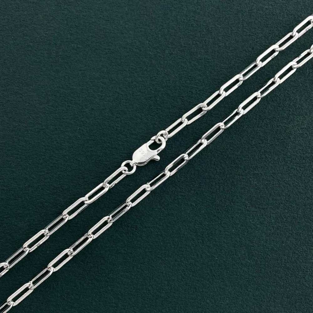 45-60cm Wholesale 925 Sterling Silver 3mm Wide Paper Clip Necklace for Boys Girls Women Fine Jewelry Wedding Party W250618