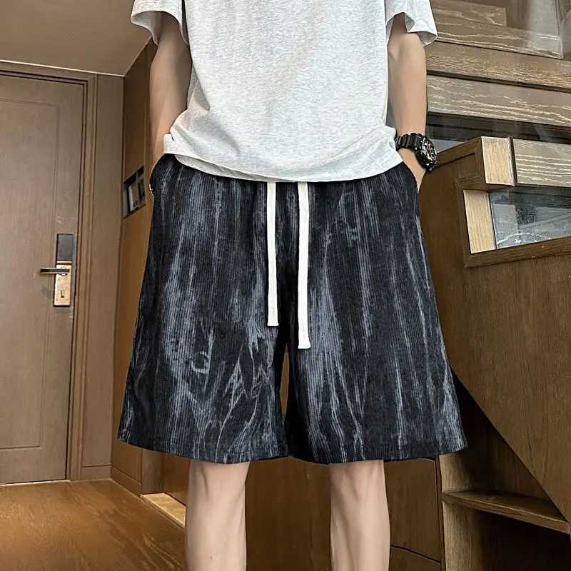 Casual Tie-dye Shorts Mens Trendy Brand Ice Silk Loose Personality Beach Sports Loose Five-point Pants XJ250618