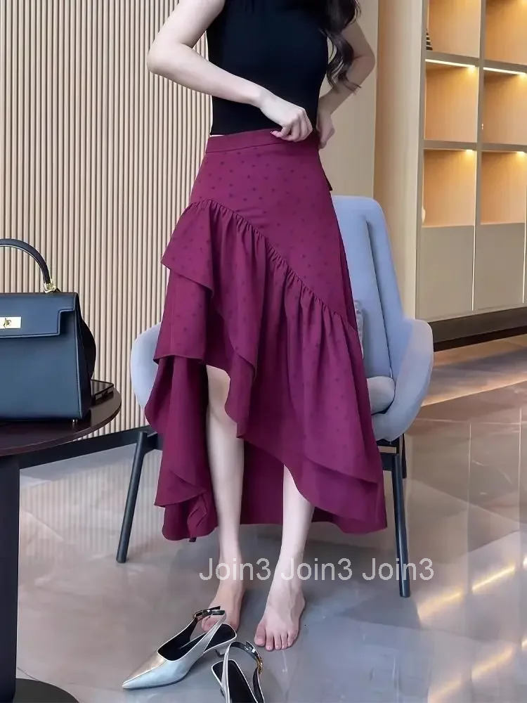 Woman Skirt Midi High Waist Purple 2025 Trend Aesthetic Clothing Sales Luxury Elegant Stylish Casual Harajuku V Skirts for Women