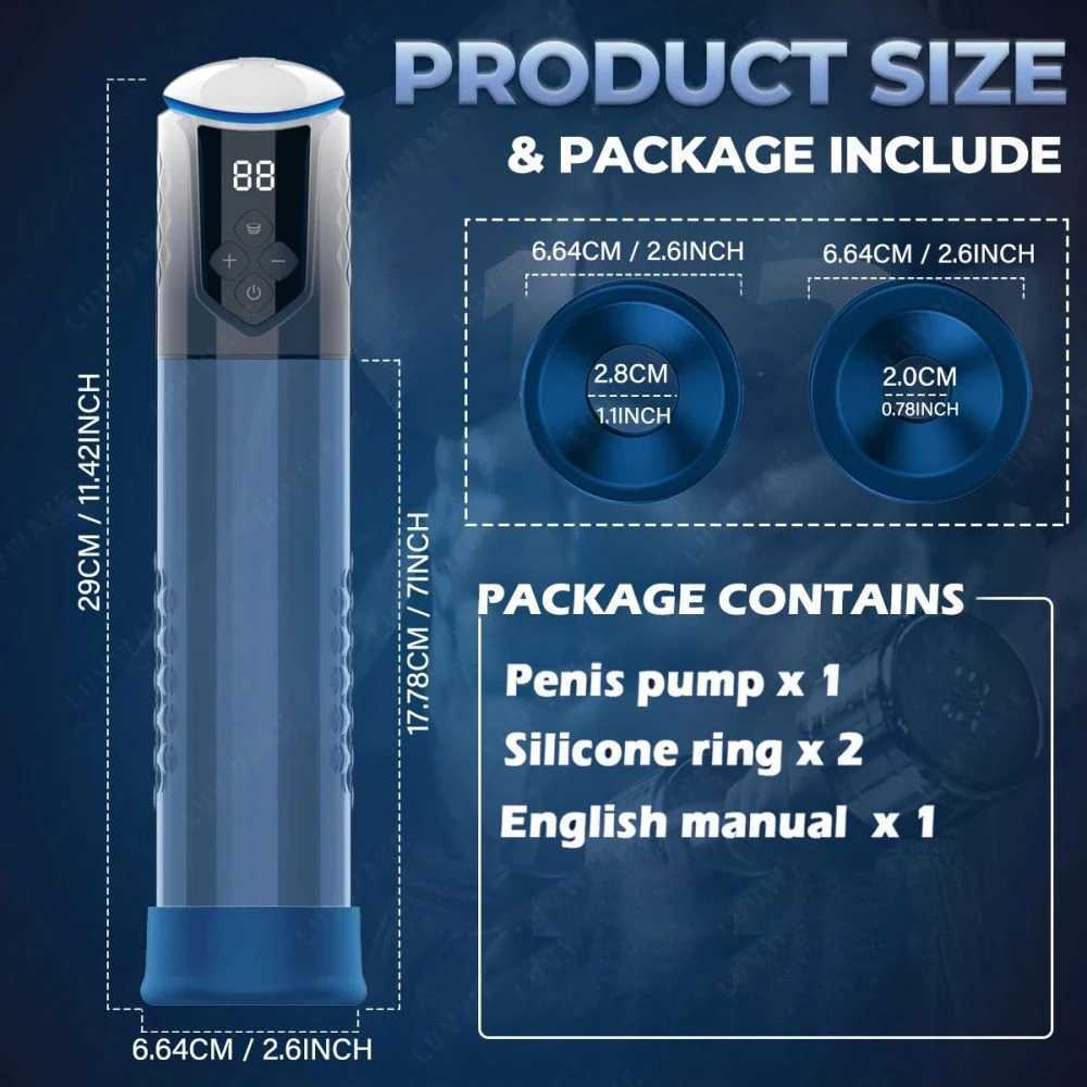 Electric Penis Pump Sex Toy - Penis Extender Vacuum Pump with 5 Suction Modes Penis Enlargement Pumps Rings Trainer Dick Pump W250618