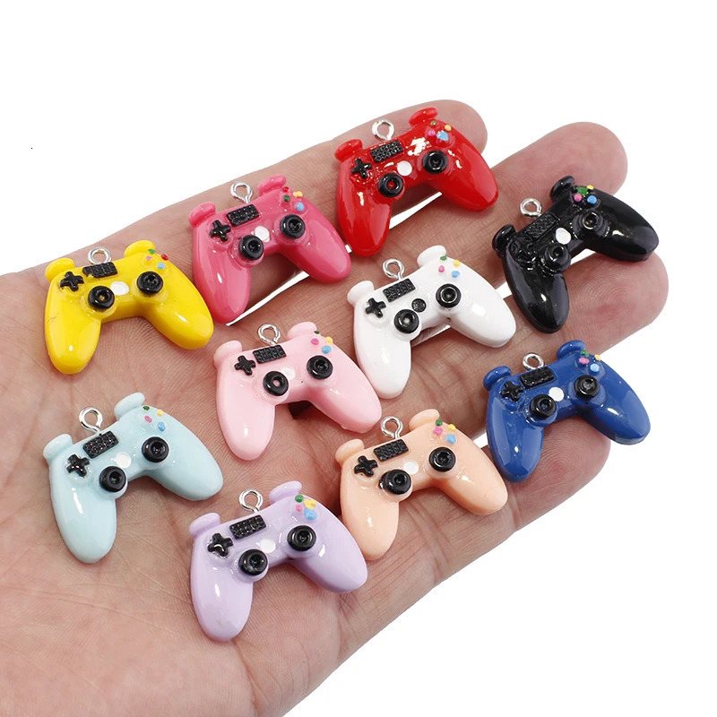 10Pcs 23MM Gamepad Resin Charms Diy Findings Kawaii 3D Phone Keychain Bracelets Earrings Pendant Charms for Kids Jewelry Making 250609
