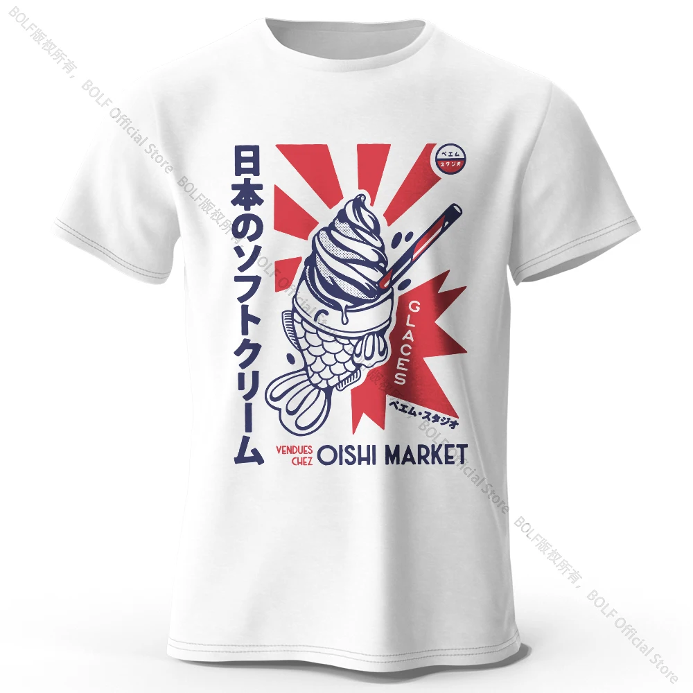 Japanese Print 100 Cotton T-Shirt Soft Breathable Round Neck Short Sleeve Tee Unisex Cute Cultural Style