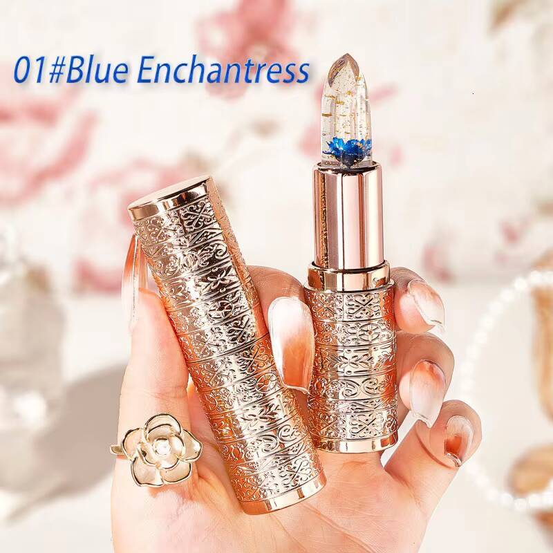 Temperature Color Changing Women Flower Lipstick Transparent Waterproof Moisturizing Crystal Jelly Pearlescent Lip Balm Cosmetic happy