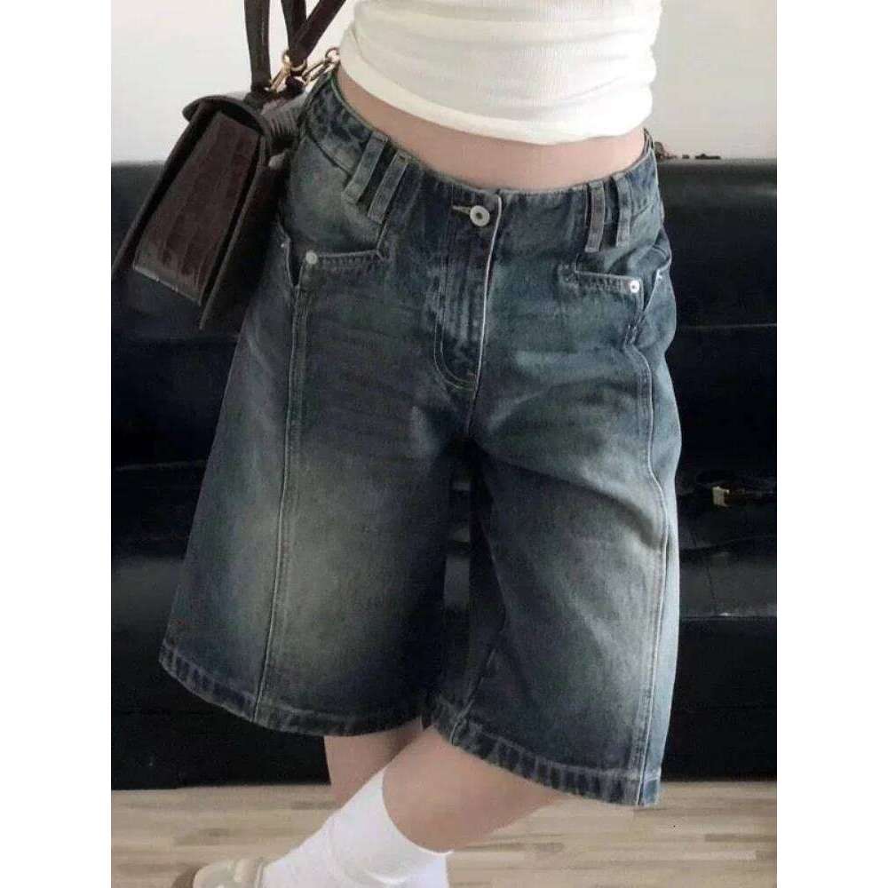Wear HOUZHOU Y2k Vintage Women Denim Shorts Baggy High Waist Korean Wide Leg Jorts Casual Oversize Washed Jeans Streetwear