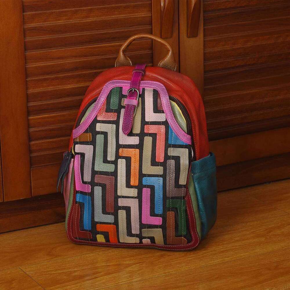 Leather Retro Style Random Rub Color To Do Old Head Layer Cowhide Backpack