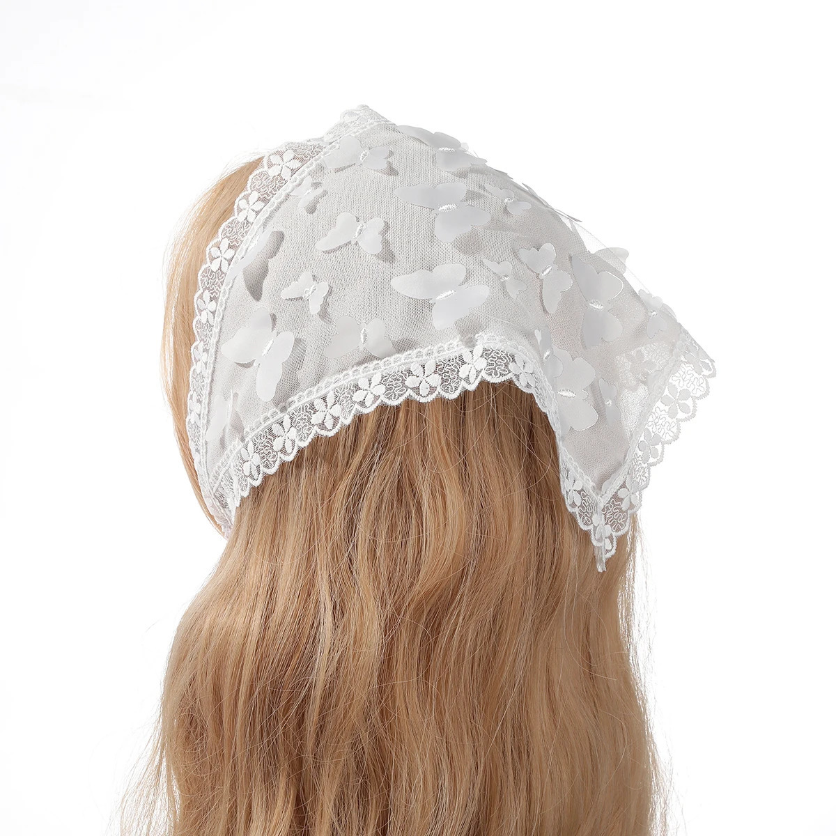 AWAYTR Floral Print Hair Scarf Bohemia Bandana White Hair Band Colorful Butterflies Triangle Scarf Kerchief Women Girl Headscarf 250617