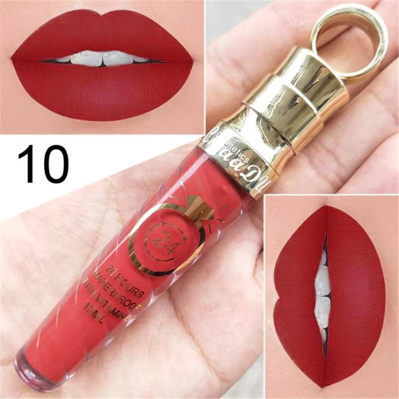 20 Colors Lipstick Waterproof Long Lasting Matte+Shimmer Mental Nude Glitter Gloss Beauty Red Lip Tint New happy