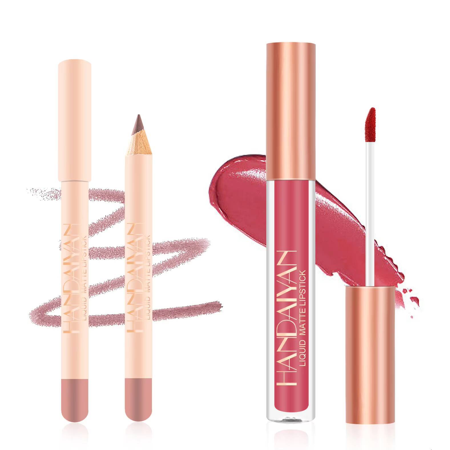 Matte Nude Brown Lipliner Pencil Lipsticks 12 Colors Lip Contour Kit Waterproof Non-sticky Sexy Velvet Red Lipgloss Makeup Tool happy
