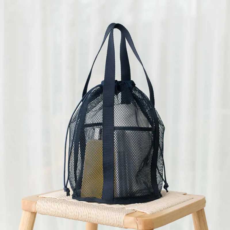 Travel Large Capacity Mesh Nylon Cosmetic Bag Organizer Foldable Casual Mesh Drawstring Bags Rope Bundle Pocket Swim Wing Bag B250618