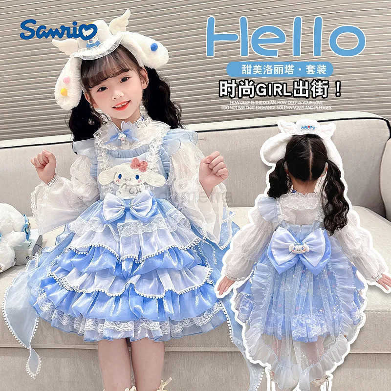 Sanrio Sanrio Kuromi Anime Dress Four Seasons Western Style Cartoon Puffy Skirt Little Girl Sling Princess Skirt Lolita Popular NewXJ250618